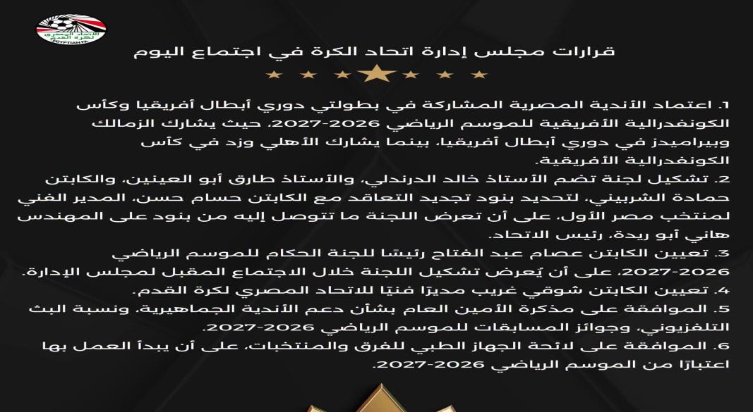قرارات اتحاد الكرة